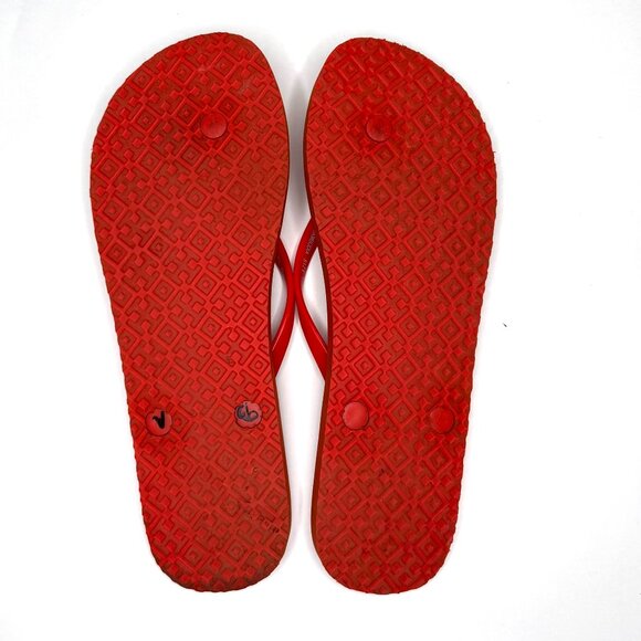 Tory Burch Rubber Flip Flop Thongs in Red Floral Size 11 - Picture 2 of 4